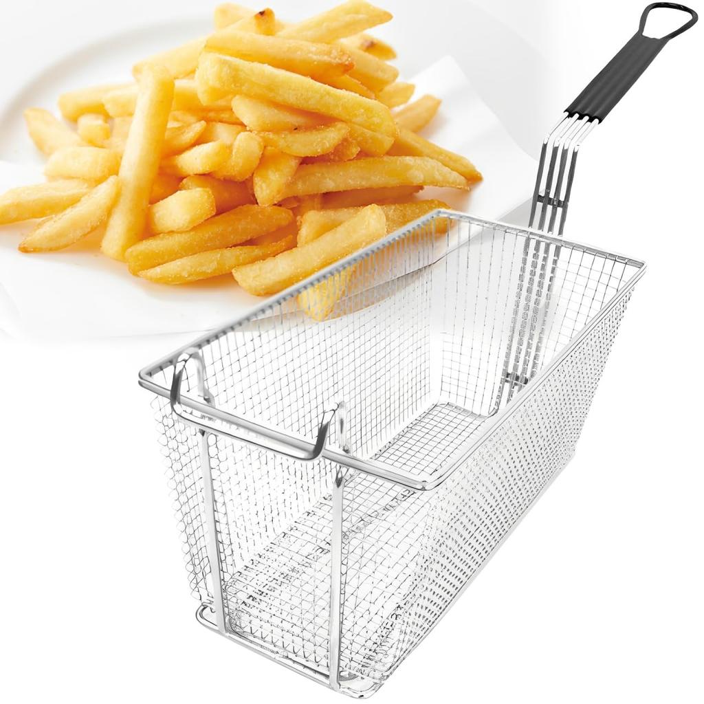 Fritteusennetzkorb Stahl Breite 16 x Tiefe 33 x Höhe Großes Fassungsvermögen Pommes Frites Fritteusennetz Frittierkorb Frittierkorb Frittierkorb Frittierkorb Abtropfkorb
