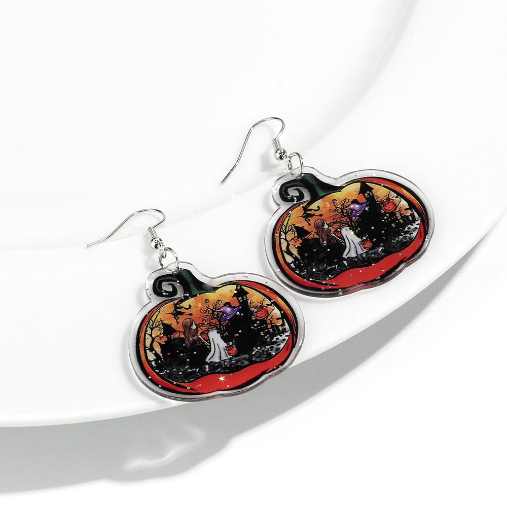 Halloween Cute Ghost Acrylic Earrrings for Women 2025 Gothic Cartoon Spooky Cat Pumpkin Witch Drop Earring Party Jewelry Gifts