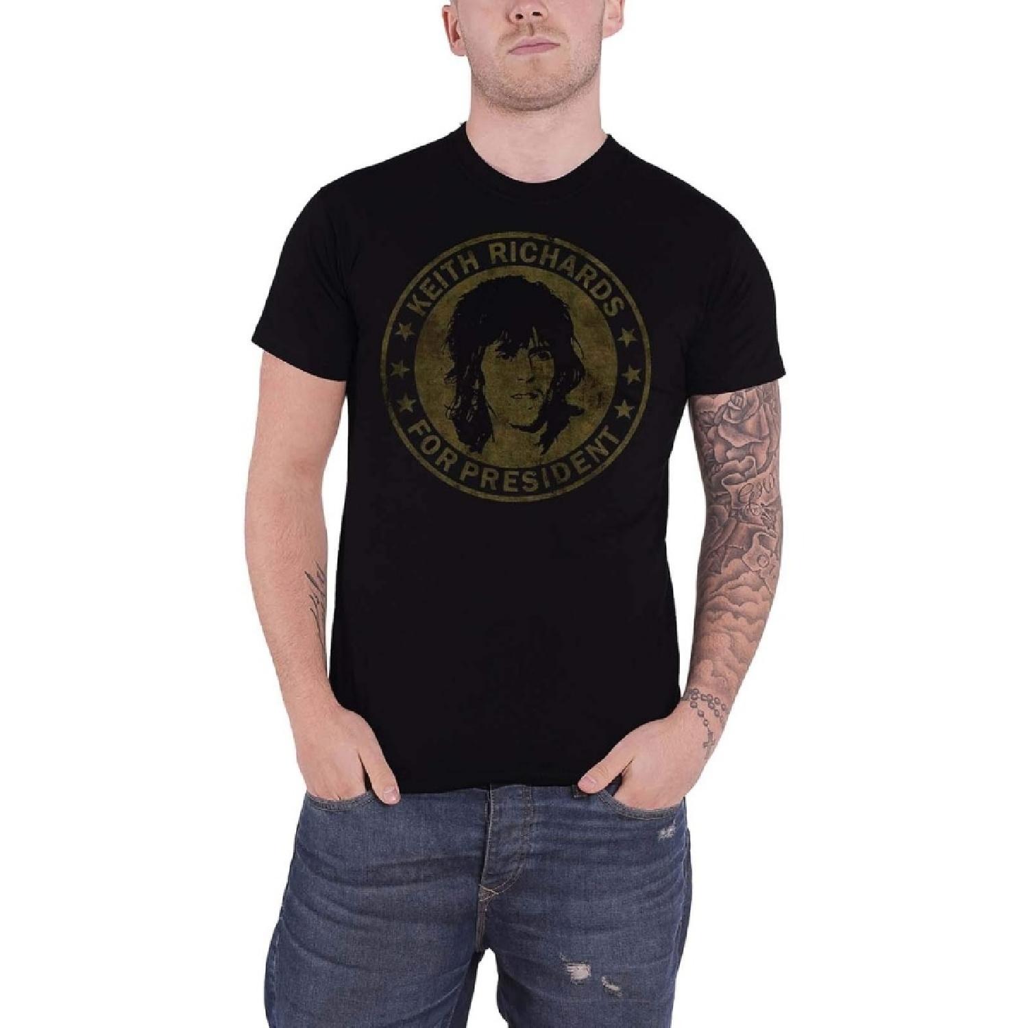 The Rolling Stones T Shirt Keith For President Vintage New Official Mens Black Size XL S разноцветный