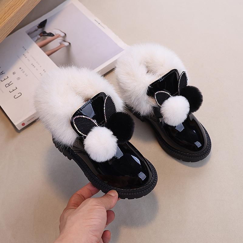 Girl Snow Boots Elegant Fluffy Children's Winter Boots for Princess Warm Versatile Kids Fashion Ankle Cotton Boots Causal Cute