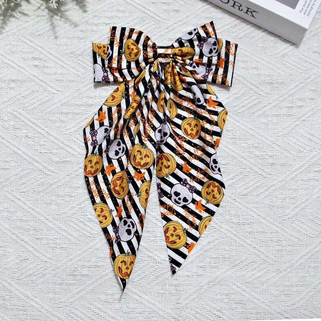 Halloween Pumpkin Ghost Bow Hair Clip - Spooky Hair Ribbon Accessory for Festive Parties