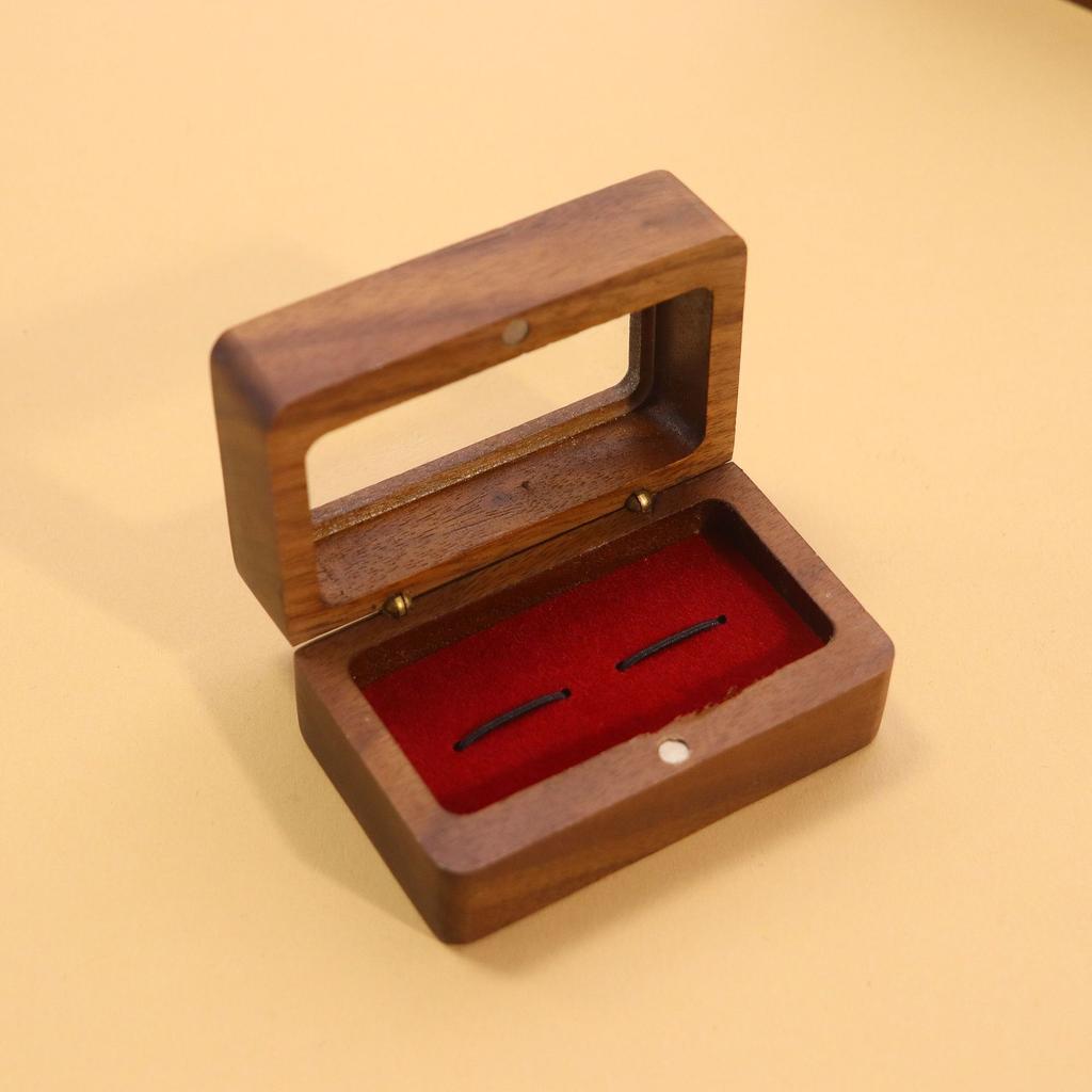 Solid Wood Black Walnut Window Opening Exquisite Cufflink Box Sleeve Nail French Cufflink Set Box Packaging Gift Box Accessories