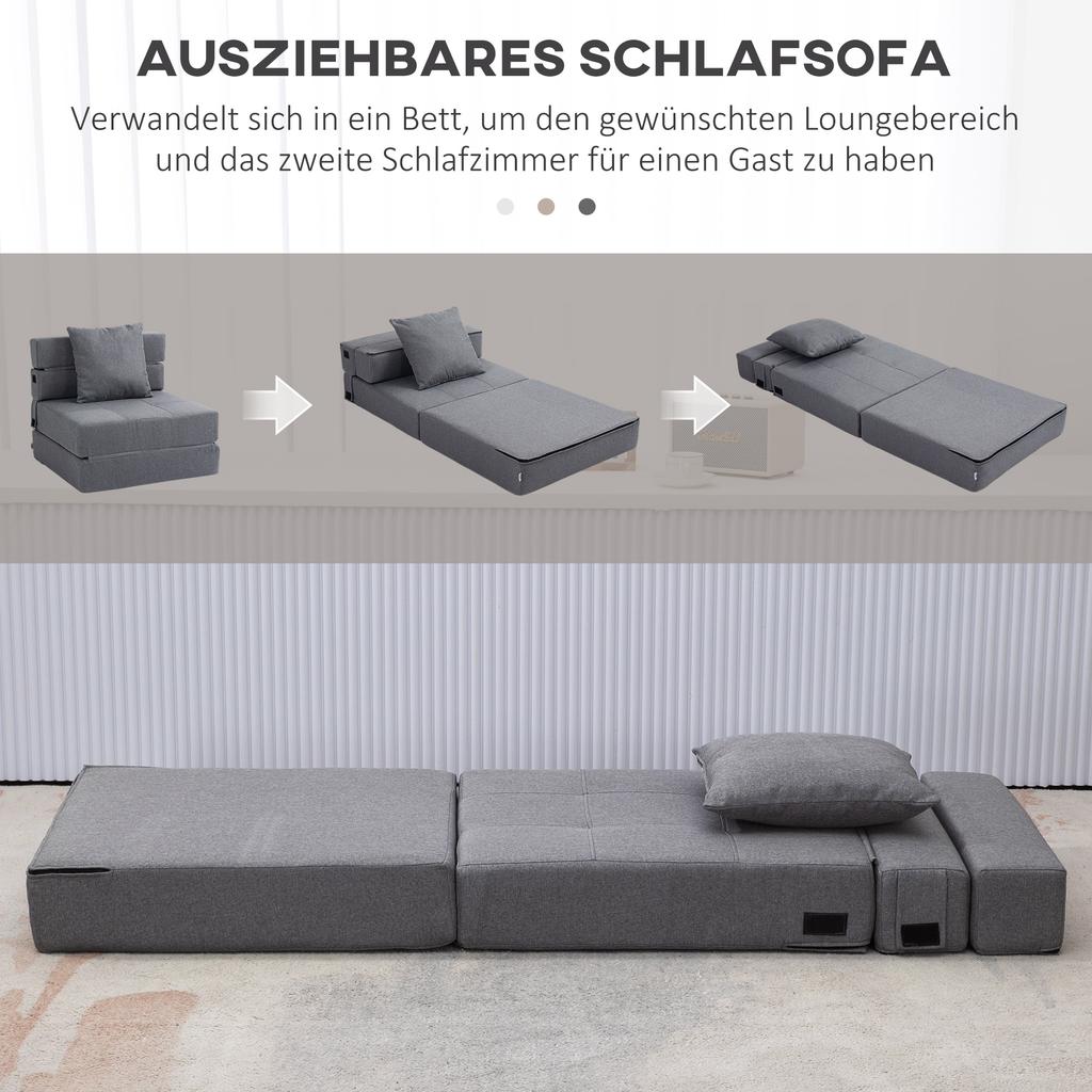 Sleep Chair Recliner Guest Bed Removable Cover 70 Cm X 70 Cm X 61 Cm Dark Gray