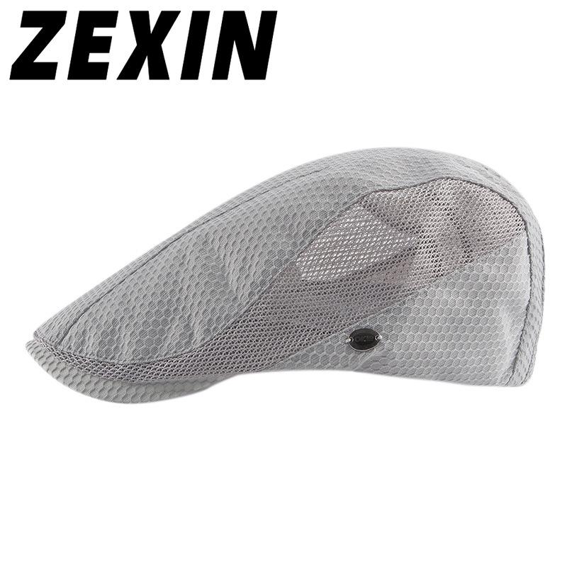 ZEXIN Mesh Beret Hat Men's Summer Outdoor Sunscreen Sun Hat Light Breathable Duck Tongue Cap Female Fashion Casual Cool Cap