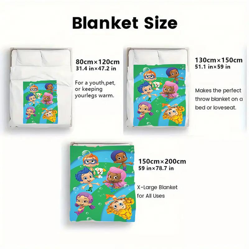Bubble Guppies Inspired 2D Flat Pattern Flannel Blanket High Quality All Seasons Warmth and Comfort Perfect for Christmas Gifts.PMT0914291