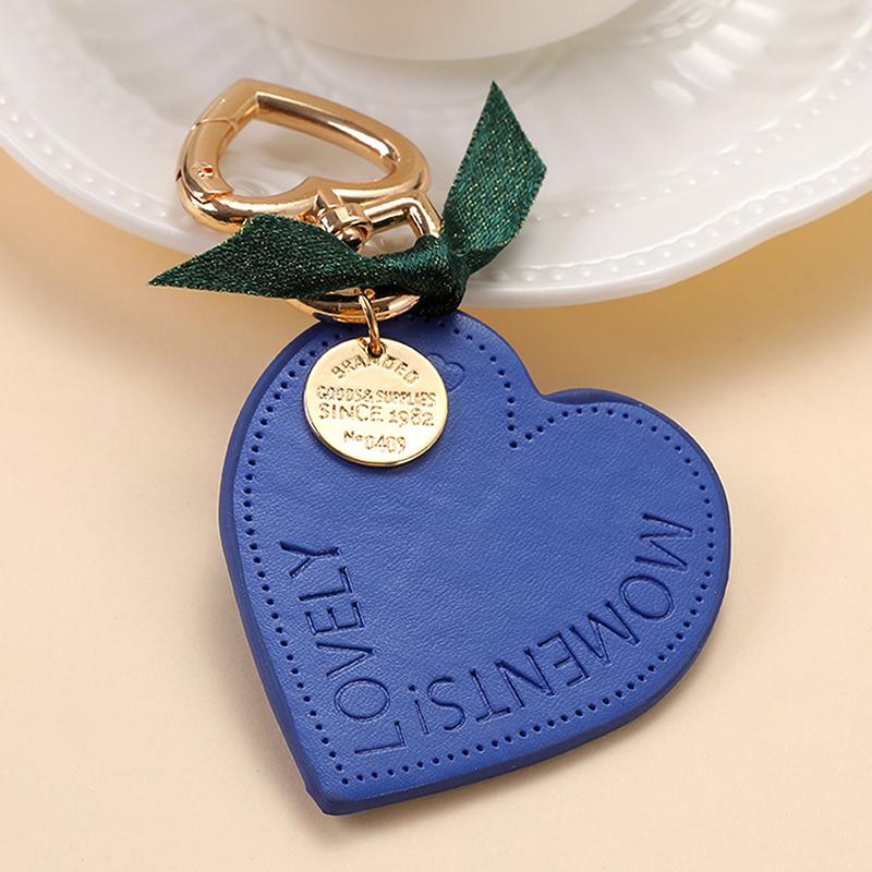 Women Leather Heart Keychain  Leather Heart Shape Keychain Car Key Holder Home Key Ring Charm Bag Car Pendant Gift