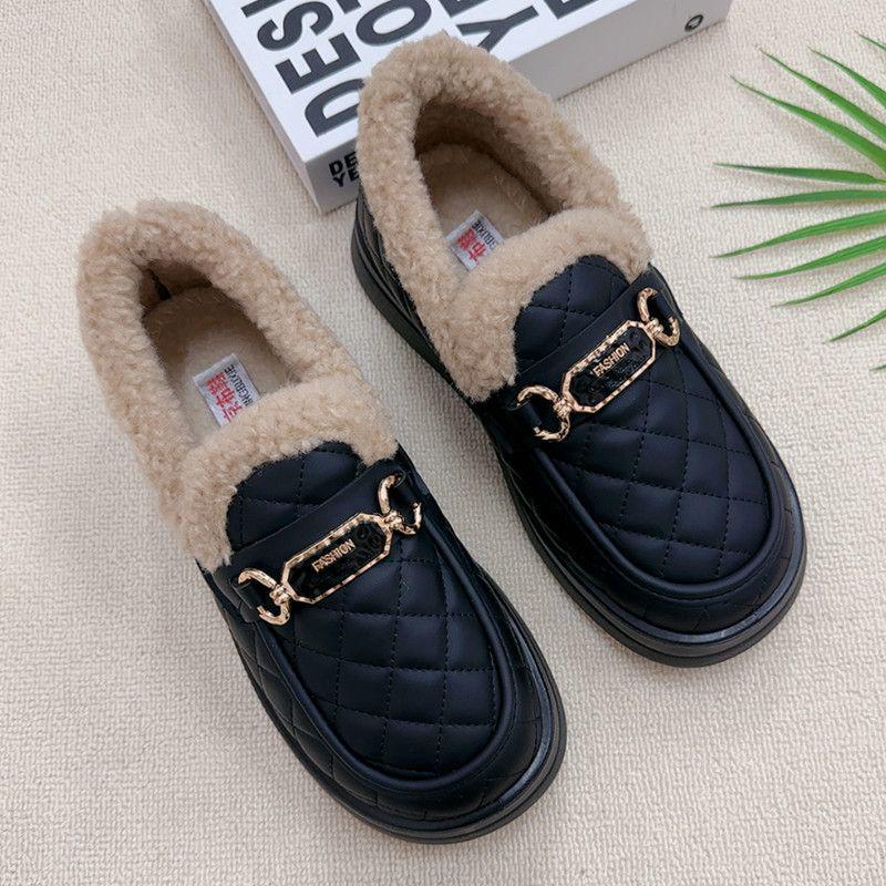 

Женские бархатные лоферы на мягкой подошве: Зимние меховые туфли-бобы слипоны 35