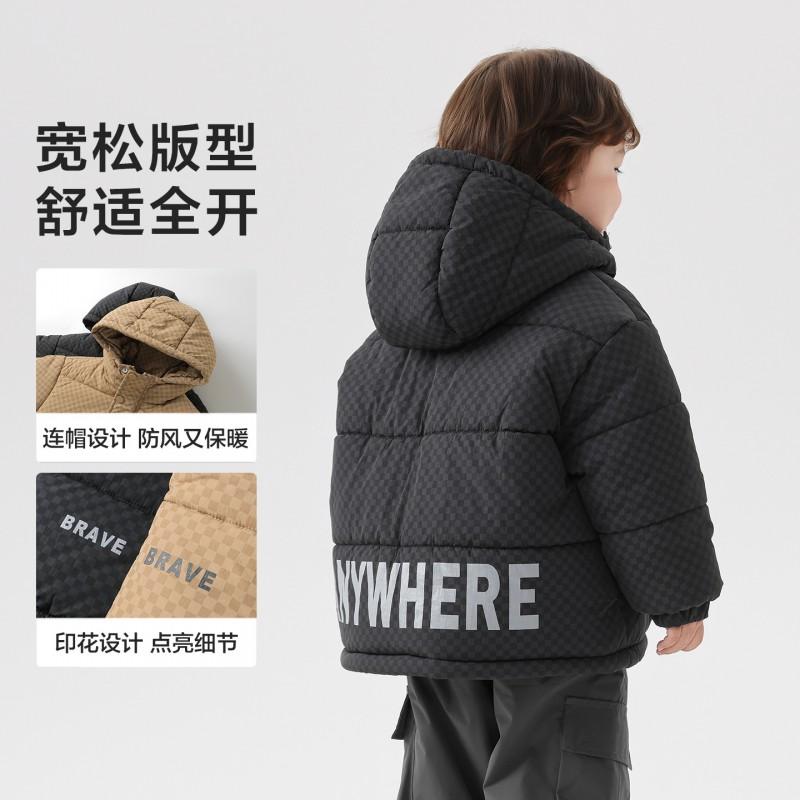Right Europe Boys Plush Padded Winter Coat Kids Warm Hooded Cotton Jacket Toddlers