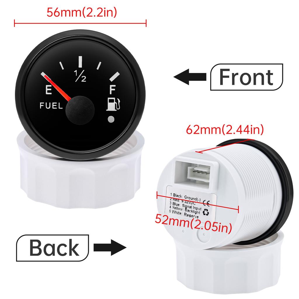 Waterproof IP67 52mm Fuel Level Gauge+Oil Level Sensor 200mm 0-190OHM Red LED Oil Tank Meter with Alarm Car RV Camper 12V24V