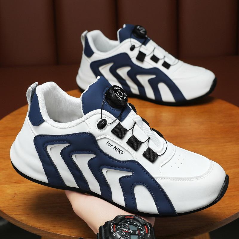 Mens Sneakers with Rotating Buckle 2024 New Comfy Non Slip Lace Up Durable Shoes for Mens Outdoor Activities Vulcanized Shoes