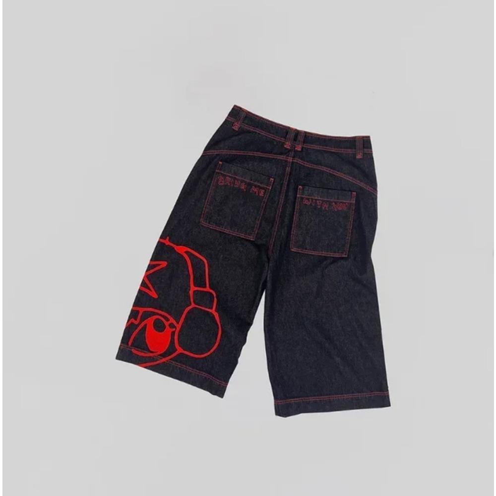 RogueWave Y2K Vintage Shorts Harajuku Hip Hop Bedrukking Baggy Denim Gymshorts Zomer Nieuw Heren en Dames Gothic Basketbalshorts Streetwear XL