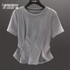 Damen Slim Fit Unregelmäßiges Kurzarm-T-Shirt
