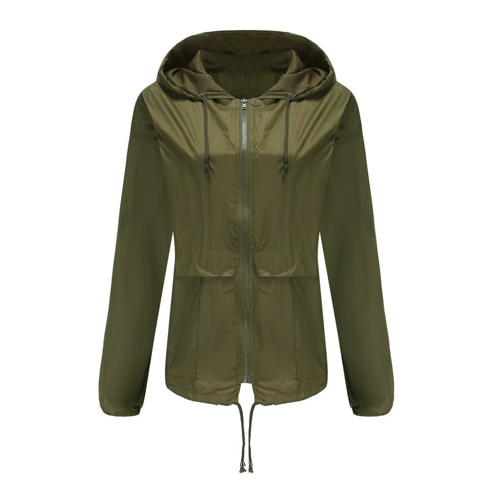 Giacca cardigan corta impermeabile da donna primavera tinta unita manica lunga colletto con cappuccio leggero S-3XL
