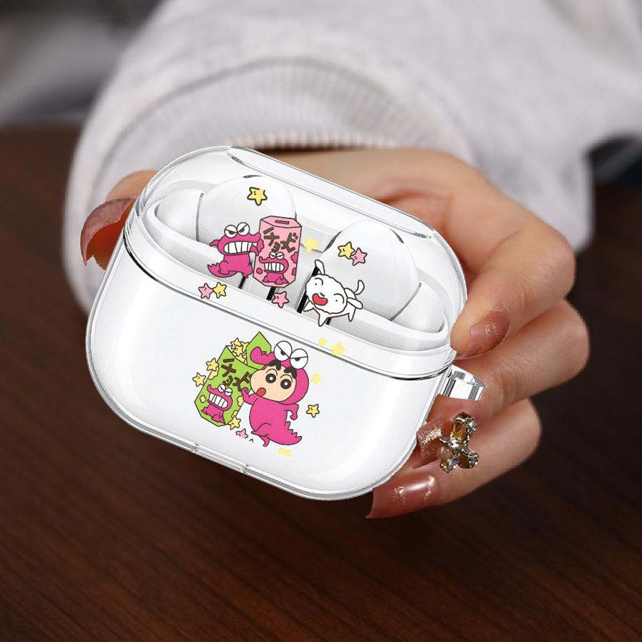 Case For Samsung Galaxy Buds 2 4Pro 4 Pro 3 FE 2Pro 3Pro Live Clear Earphone Cases Cover With Hook Crayon Shin-Chan Anime