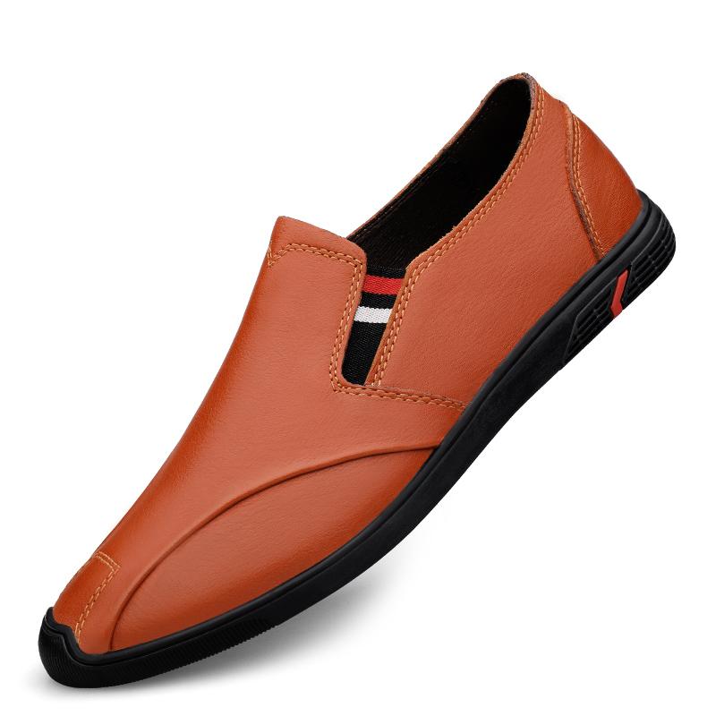 

Високоякісні весняні нові шкіряні лофери чоловічі повсякденні туфлі чоловічі лофери мокасини дихаючі легкі м які чорні ділові туфлі 42 коричневий