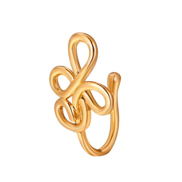 1Pc Copper Fake Piercing Nose Ring Heart Star Crown Clip On Nose Ear Clip Cuff Earring for Women Girl Gift Body Jewelry Nariz