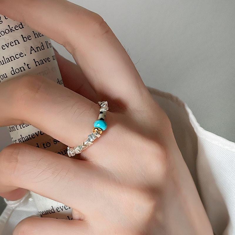 Ins Versatile Fashion Copper Ring With Unique Beaded Geometric Pattern