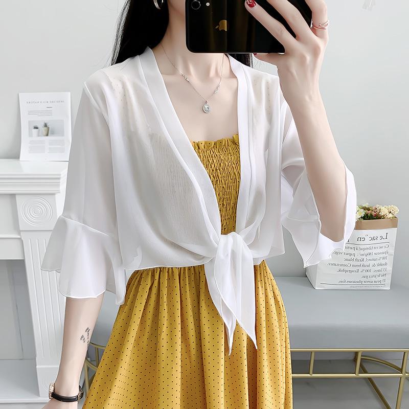 Summer 2026 Women's French Chiffon Sun Protection Cardigan Shawl