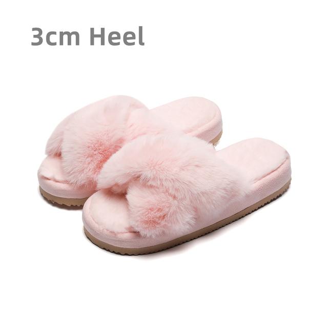 Warm Fluffy Slippers Women Cozy Faux Fur Cross Indoor Floor Slides Flat Soft Furry Shoes Ladies Female Celebrities Flip Flops