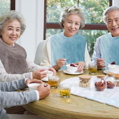 Coral Fleece Dining Clothing Protector Cover Adult Bib Reusable Washable Large Towel Bib for Special Care Needs Elderly