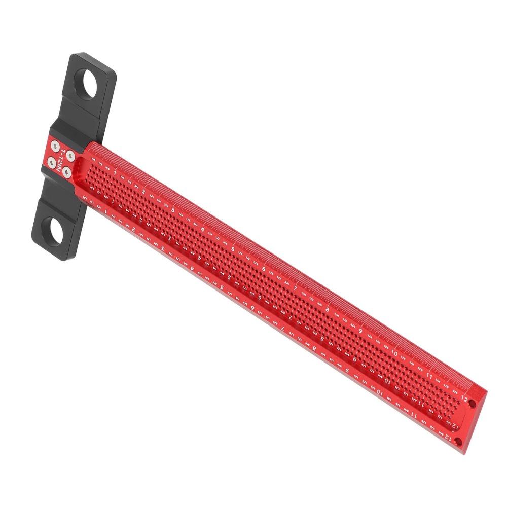 Aluminum Alloy Hole Marking T Ruler 12 Inch Precision Marking Tool Woodworking Ruler Layout