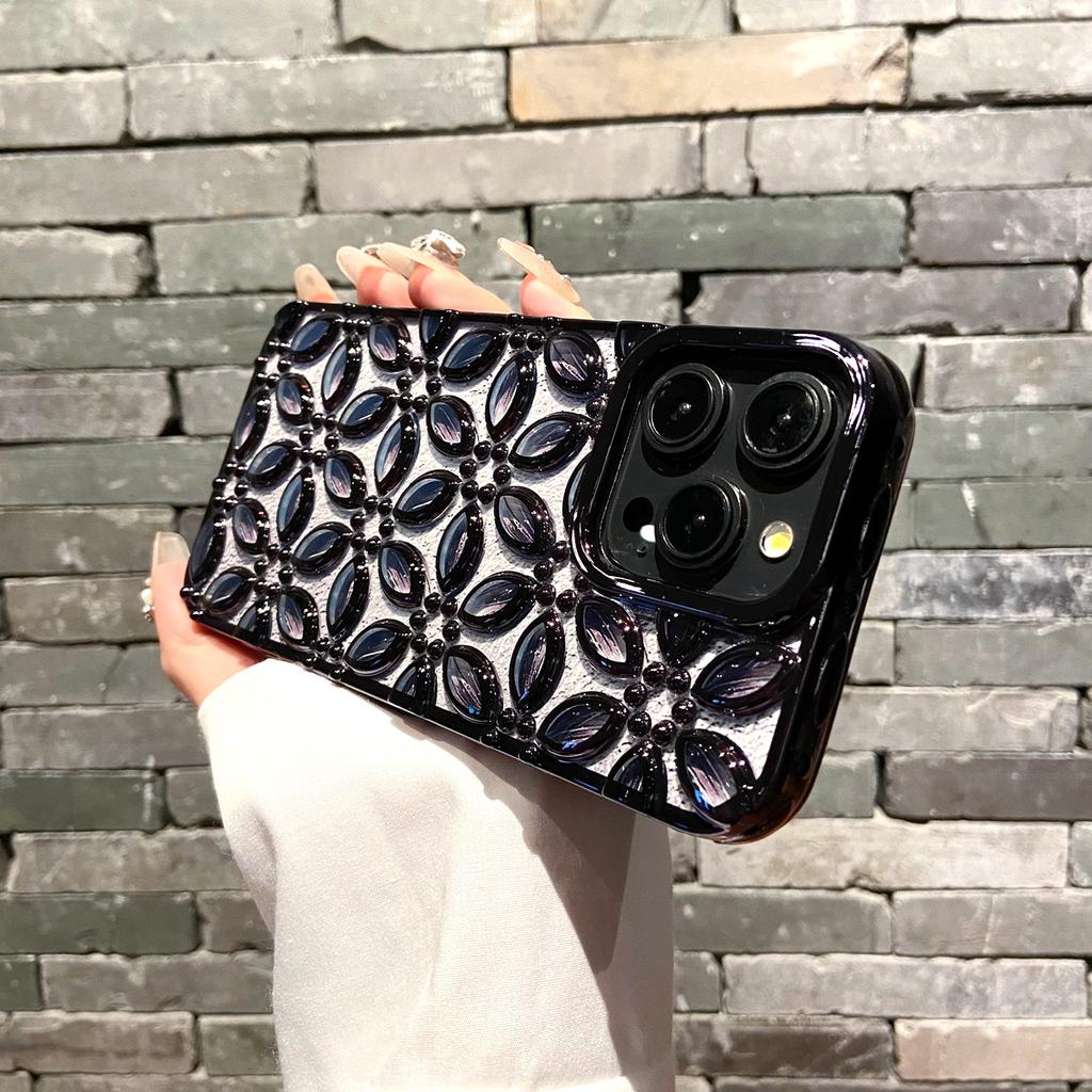 Luxuriöse 3D-Beschichtung „Lucky Flowers“-Telefonhülle für iPhone 11 12 13 14 15 Pro Max 11 Pro Max 12 Pro Max 13 Pro 14 Pro Weiche TPU-Hülle