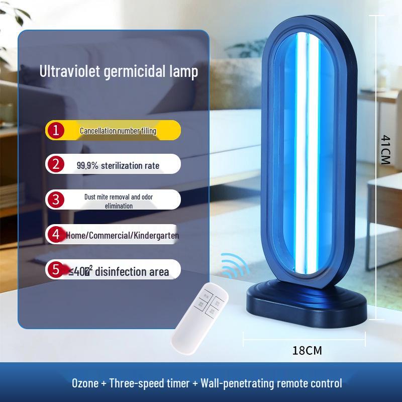 38W UV dezinfekčná lampa s ozónom, mobilný stolný sterilizátor ovládaný diaľkovo.