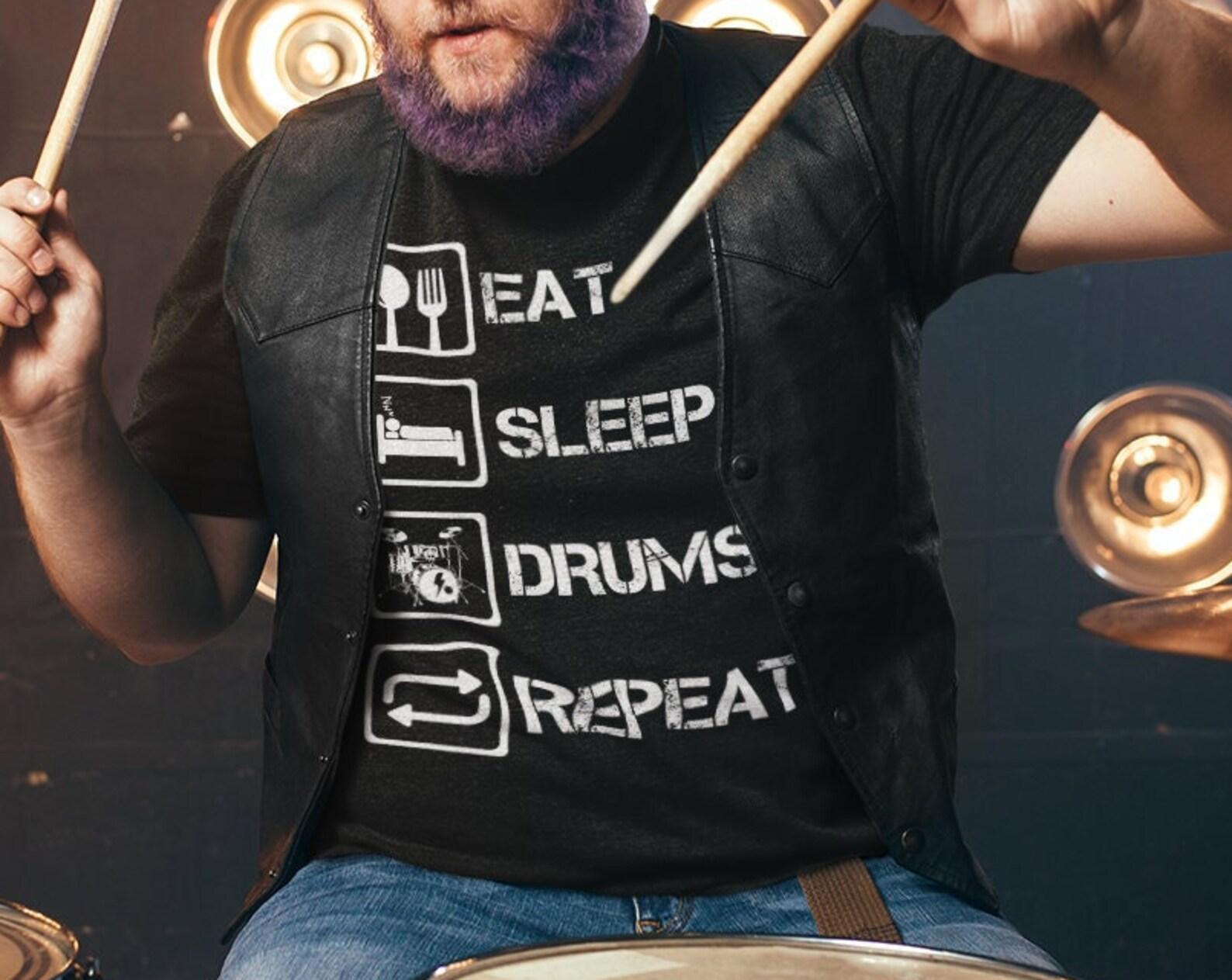 Eat Sleep Drums Repeat T-Shirt – Funny Musician Gift 2XL