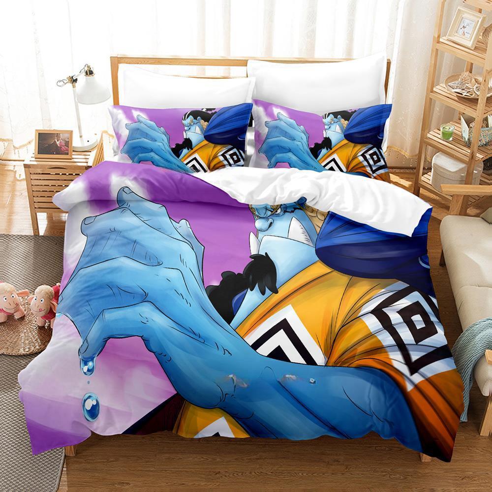 Nowy Zestaw Pościeli Jinbe Pojedynczy Bliźniak Pełny Queen King Size Zestaw do Łóżka Dorosły Dziecko Sypialnia Zestawy Poszewek na Kołdrę Zestaw Arkuszy do Łóżka z Nadrukiem 3D Anime