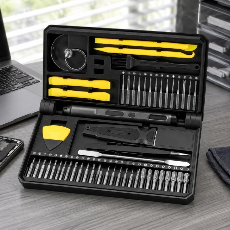 Electric Driver Set for Repair Staff and Home Use, 58 Piece Laptop Repair Kit with Metal Tips and Storage Layout for Daily Care Tasks