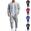 Autumn and Winter American Stand-up Collar Baseball Uniform Trousers Plus Velvet Casual Jacket Men's Loose Sports Suit for Men