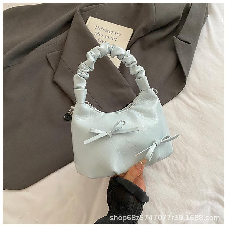French Ballet Style Bow Underarm Bag Women's 2025 Summer Large Capacity Folded Cloud One Shoulder Crossbody Dumpling Bag