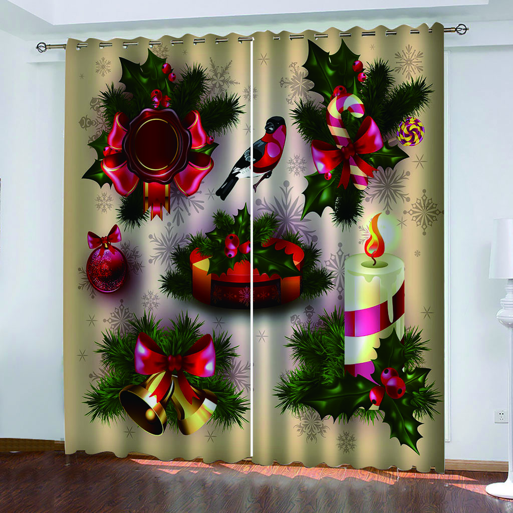 Cartoon Schnee Mann MerryChristmas Baum Feuerwerk Fenster Vorhänge Für Kinder Schlafzimmer Wohnzimmer Badezimmer Kicthen Tür Halle Wohnkultur