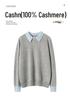 Women's 100% Pure Cashmere Color Block Polo Collar Sweater - Long Sleeve Knit Pullover for Autumn/Winter