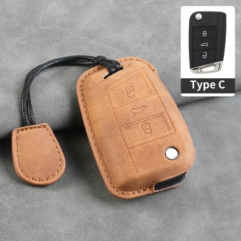 Leather Car Key Cover Case for VW Volkswagen Tiguan MK1 MK2 Magotan Passat B5 B8 Polo Golf 4 5 6 7 Mk7 Jetta POLO Eos Scirocco