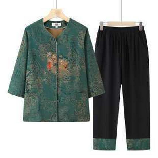 

Summer Style Loose Shirt for Middle-Aged & Elderly Women 3XL зелений