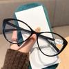 Oversized Cat Eye Reading Glasses for Women Men Ultralight Leopard Color Blocked Anti Blue Light Presbyopia Diopters Glasses