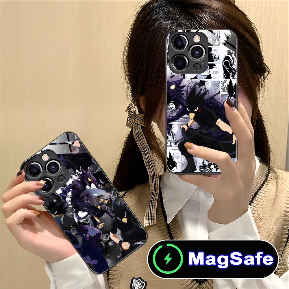MHA Tokoyami Mobile Phone Case for iPhone 17 16 15 14 13 12 11 Air Pro Max Plus Mini MagSafe Glass Colorful Cover Luxury Cover