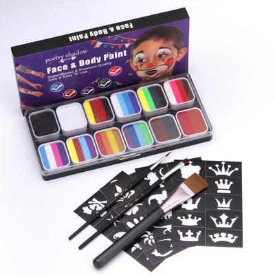 Watercolor Paint Palette Set 30 Colors Set Professional Face Paint Kit with 3 Brush Safe & Non