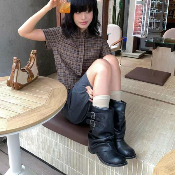 Fashion Lady Boots Shoes Boots-Women 2025 Summer Black Ankle Retro Western Shoes Boots Women New 2025 Ankle Black Summer Ladies Western