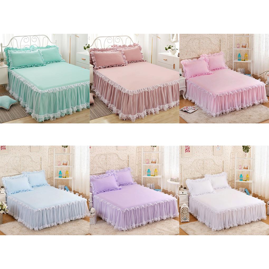 Easy To Clean Non-Slip Mattress Cover Wide Bed Skirt Elegant Princesses Bed Skirt Ruffled Bed Skirt