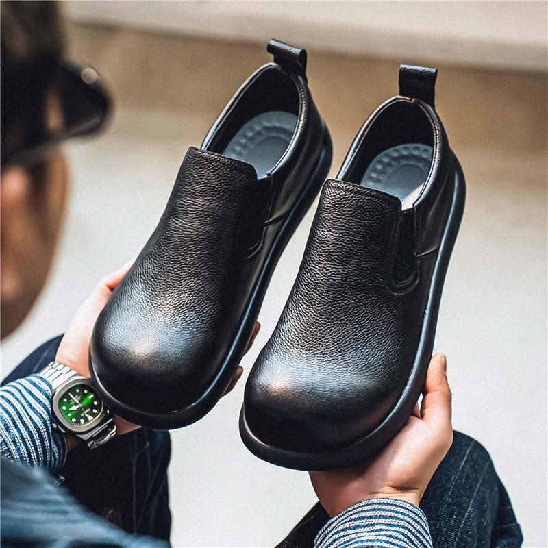 Fashion Men Casual Shoes Luxury Brand Man Loafers Black Leather Shoes Formal Business Shoes Lightweight Walking Shoes Boat Shoes