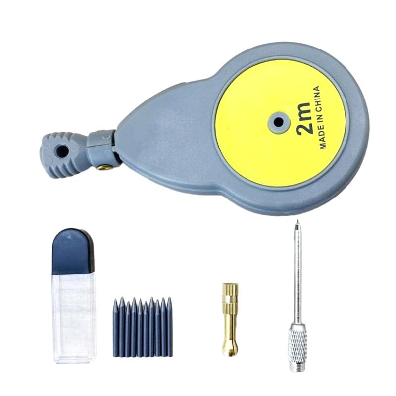 2M Rotape Tape Measure Compass With 10 Pencil Leads Measure Beam Compass For Drawing Circles And Lines Fixable Button