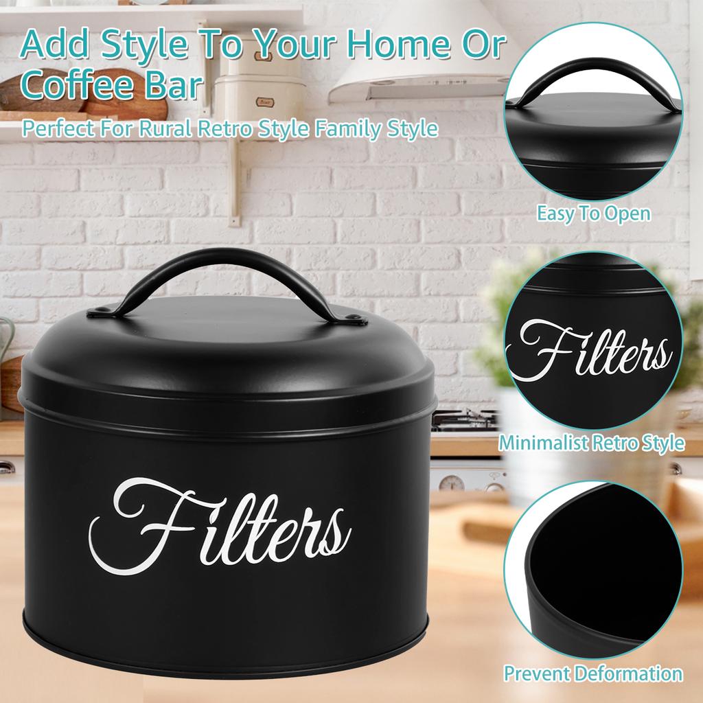 Coffee Filter Holder Round Basket Coffee Filter Container for Counter Organizer Metal Coffee Filter Storage Basket for Counter
