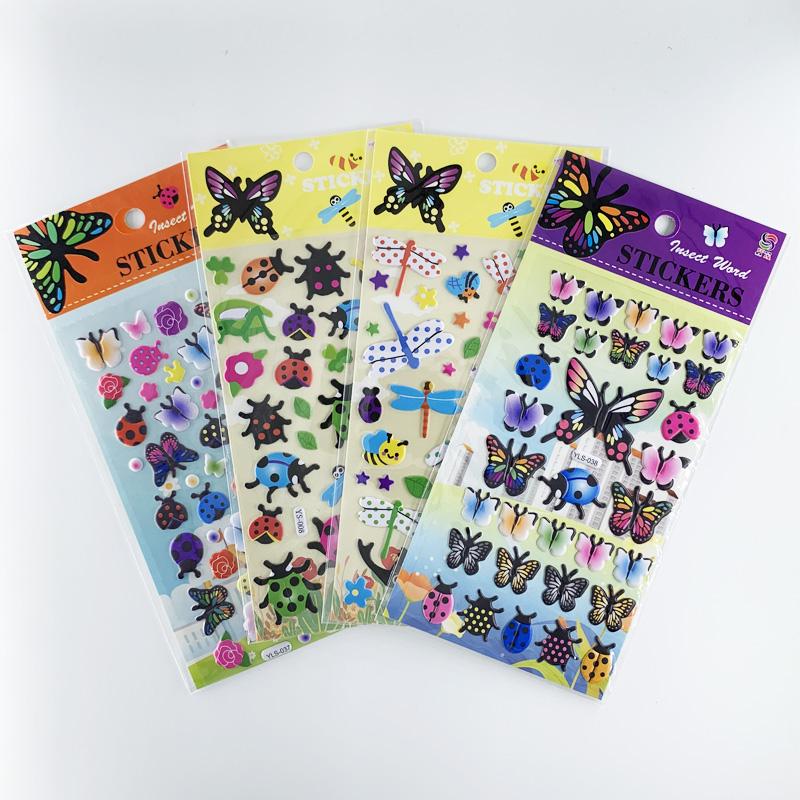 4 Sheets/Set Insect Dragonfly Butterfly Cute 3D Stickers Cartoon Kids DIY Sticker Toys Scrapbook Decoration for Boy Girl Gift