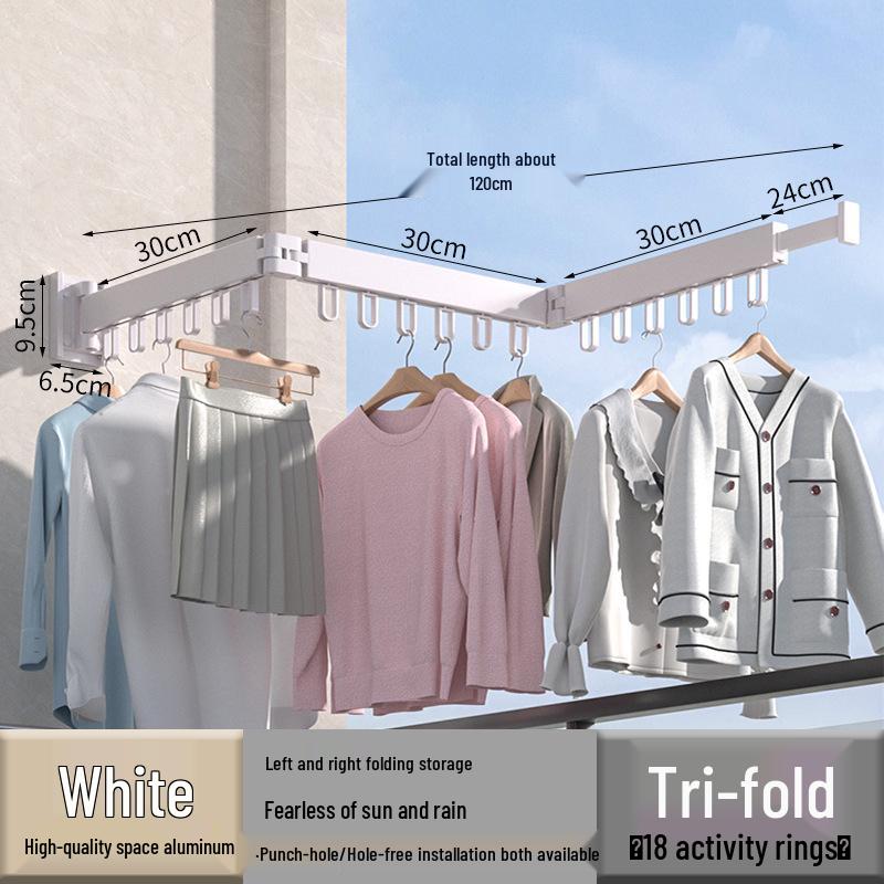 Wall-Mounted Retractable Aluminum Clothes Drying Rack for Balconies and Dorms