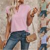 Womens Striped V Neck Short Sleeve Loose Casual Blouse