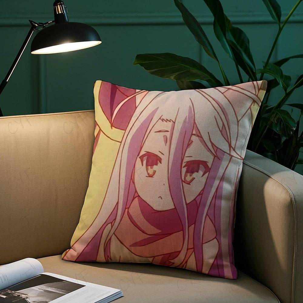 No Game No Life Anime Pillow Case Anti-dustmite Pillowcase Invisible zipper silky short plush Sofa cushion cover