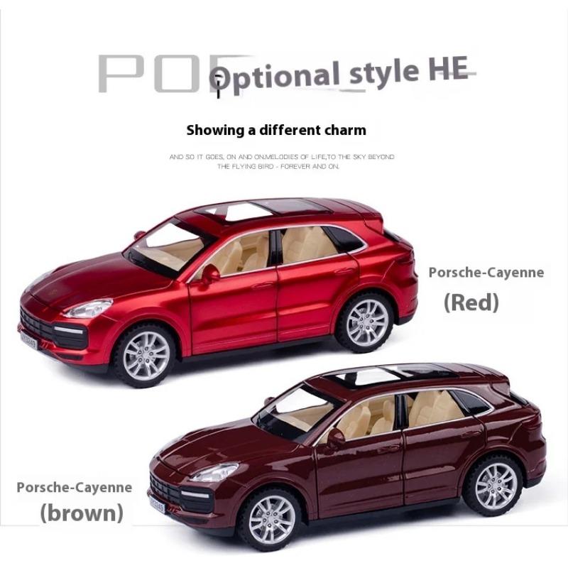 Skala 1/32 Porsche Cayenne Turbo Samochód Stopowy Model Odlewany Model Symulacyjny Ornament Dźwięk Światło Odciągany Zabawka Kolekcjonerski Model Hobbystyczny Prezent