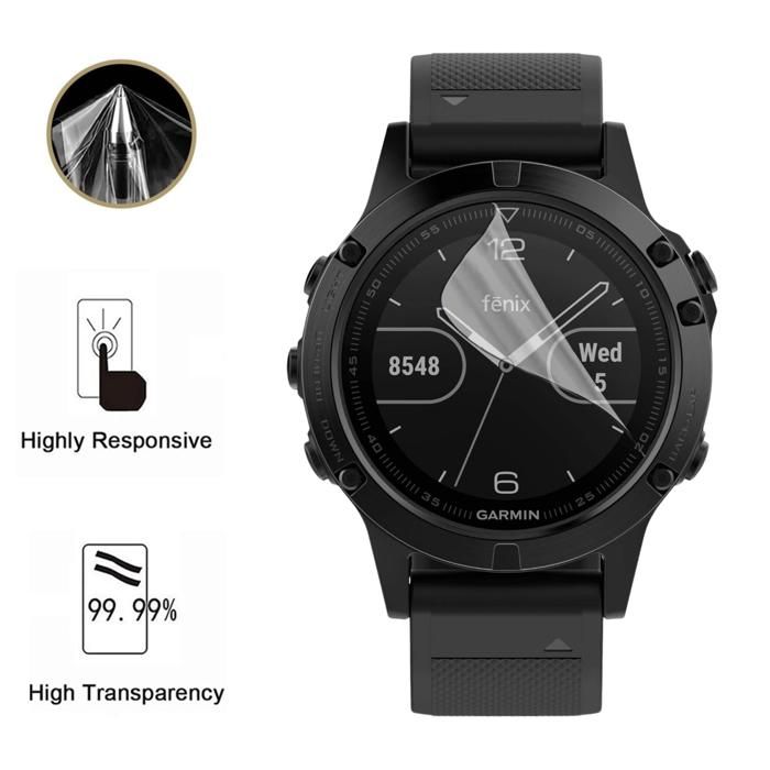 Protector ecran pentru Garmin Fenix 5 [Pachet 6] Folie de protecție din plastic rezistentă ultra subțire Phonillico